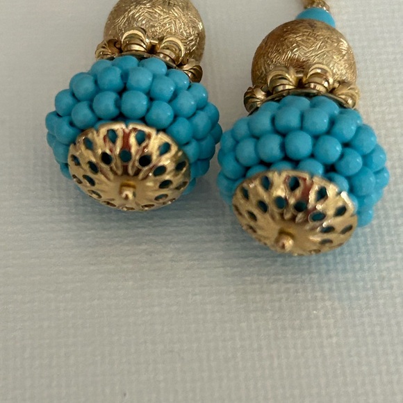 14K Turquoise Beaded Earrings - Picture 7 of 9